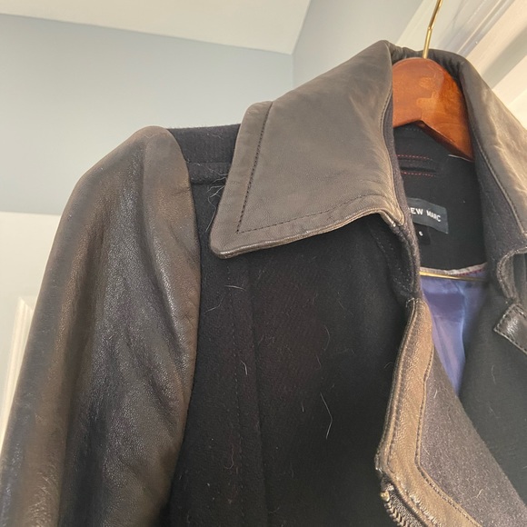 Andrew Marc Black Size 6 Wool & Leather Coat - Picture 13 of 15